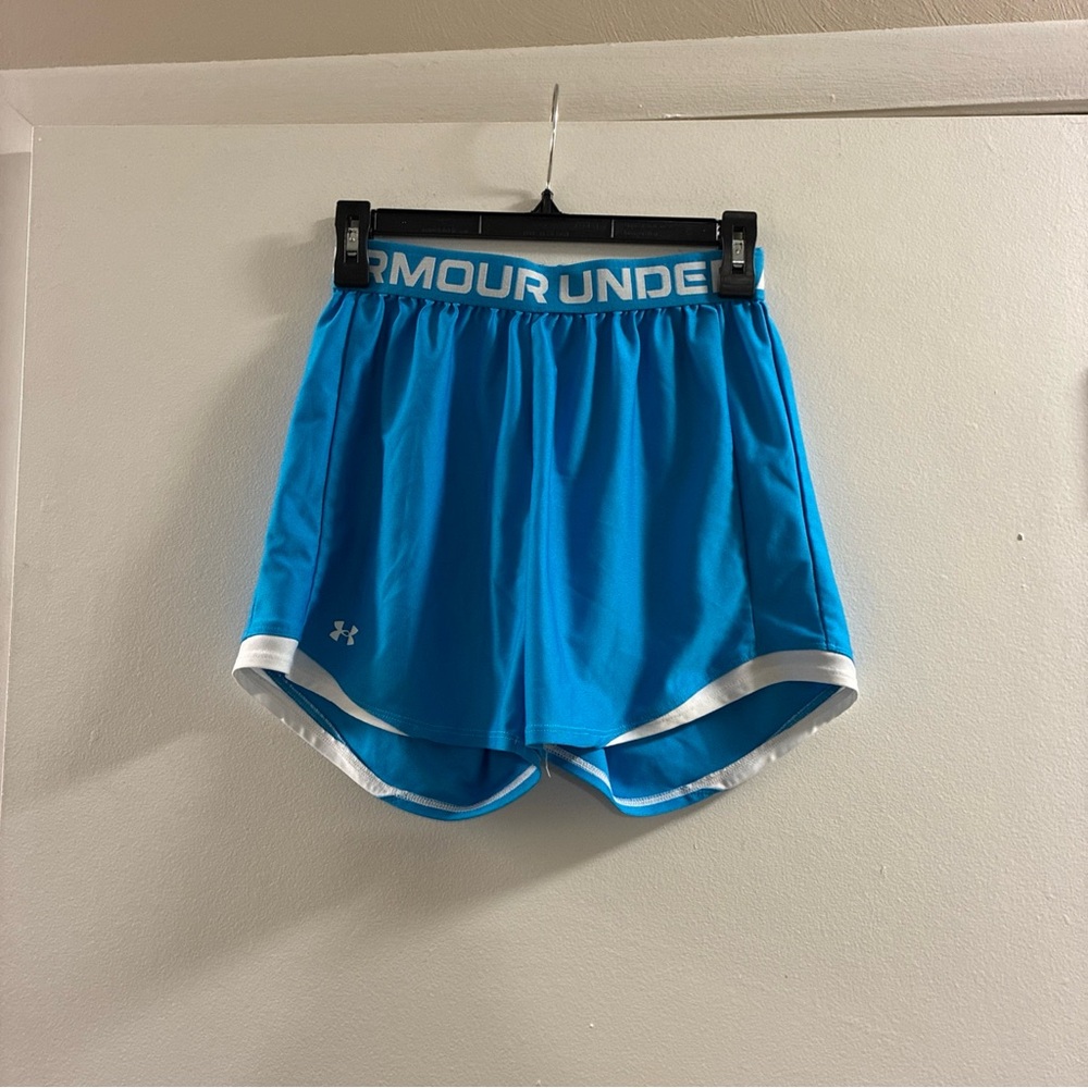 Under Armour Women's Bright Blue Athletic Shorts with‎ White Trim